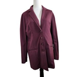 Coldwater Creek Womens Blazer Burgundy Size 16 Office Stretch Holiday Minimalist